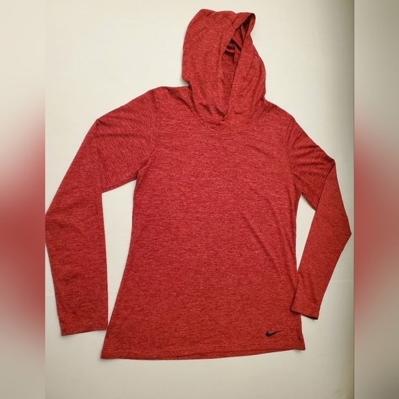Nike red dri fit legend long sleeve hooded training shirt top sz Small. I2 - Picture 1 of 9